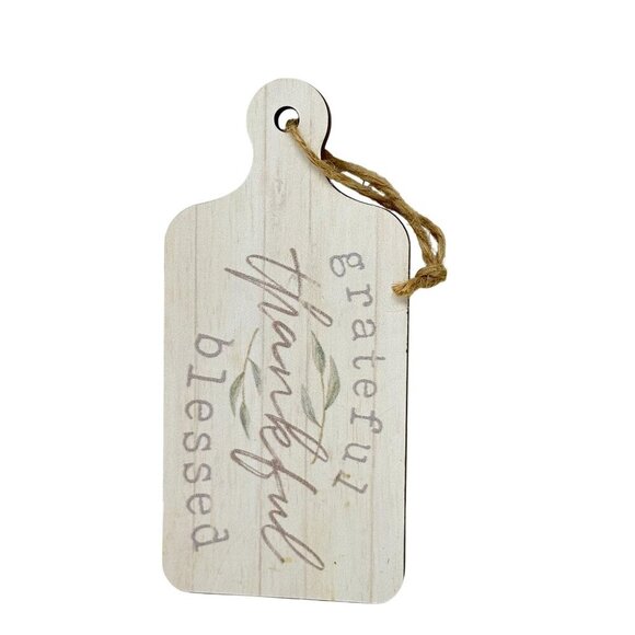 Mini Decorative Wood Sign Cutting Board Rustic Decor Blessed Inspirational White - Picture 1 of 7